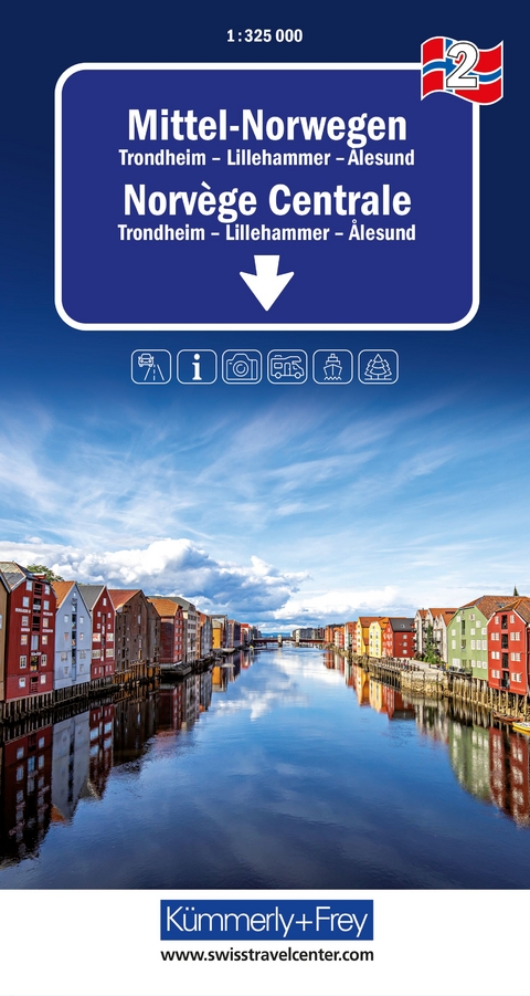 K&uuml;mmerly+Frey Regional-Strassenkarte 2 Mittel-Norwegen 1:325.000