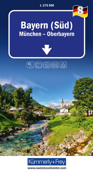 Kümmerly+Frey Regional-Strassenkarte 8 Bayern Süd 1:275.000