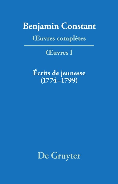 &Eacute;crits de jeunesse (1774&ndash;1799) - 