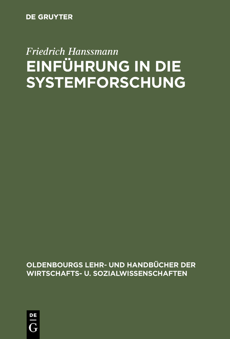 Einf&uuml;hrung in die Systemforschung - Friedrich Hanssmann