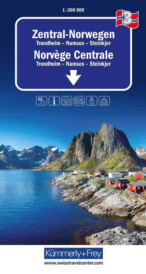 K&uuml;mmerly+Frey Regional-Strassenkarte 3 Zentral Norwegen 1:300.000