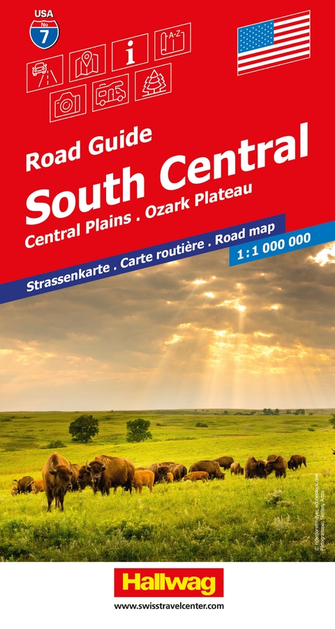 Hallwag Strassenkarte USA, South Central 1:1 Mio.