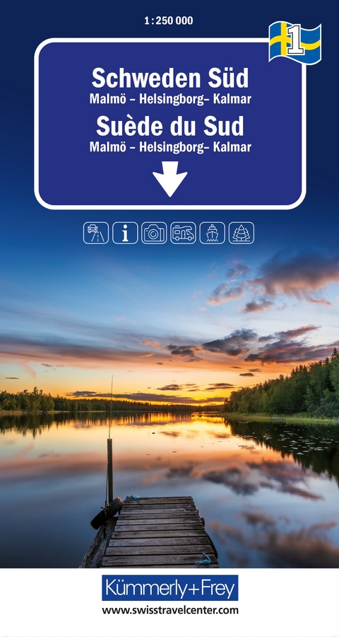 K&uuml;mmerly+Frey Regional-Strassenkarte 1 Schweden S&uuml;d 1:250.000