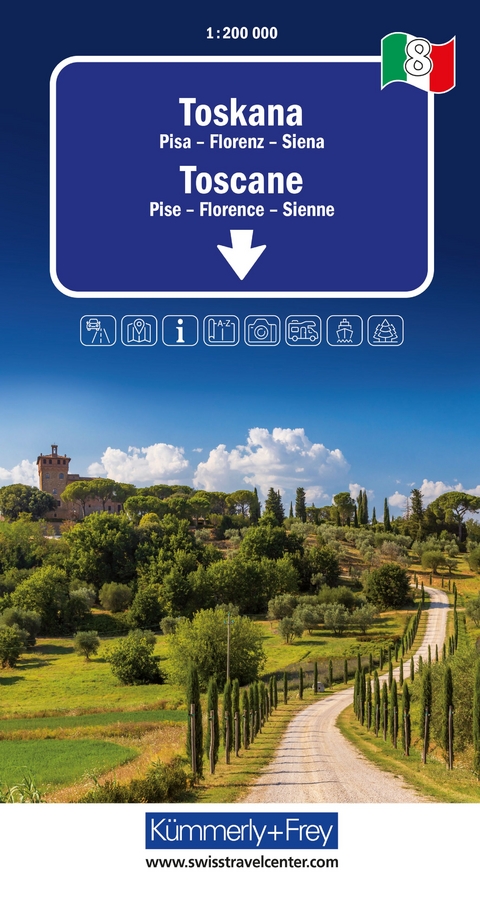 K&uuml;mmerly+Frey Regional-Strassenkarte 8 Toskana 1:200.000