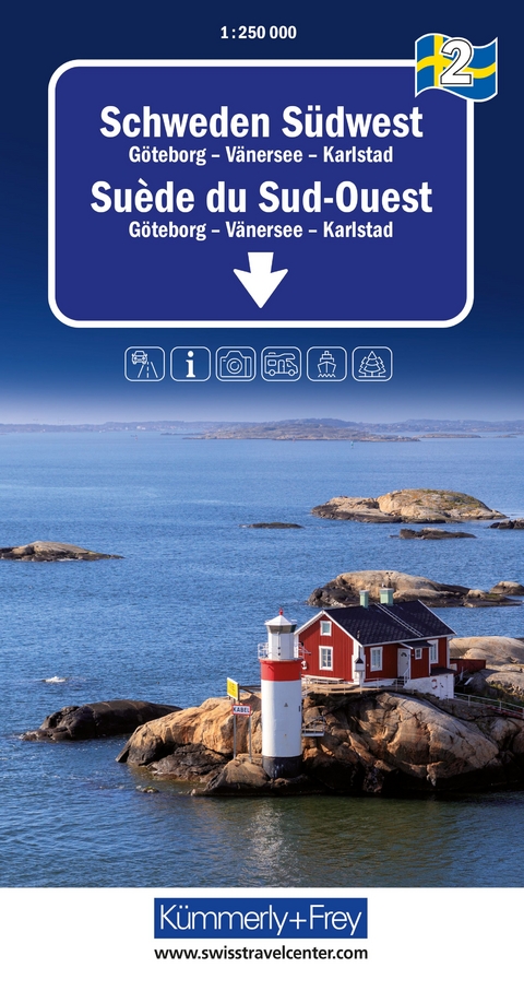 K&uuml;mmerly+Frey Regional-Strassenkarte 2 Schweden S&uuml;dwest 1:250.000