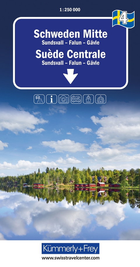 K&uuml;mmerly+Frey Regional-Strassenkarte 4 Schweden Mitte 1:250.000