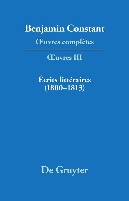 &Eacute;crits litt&eacute;raires (1800&ndash;1813) - 