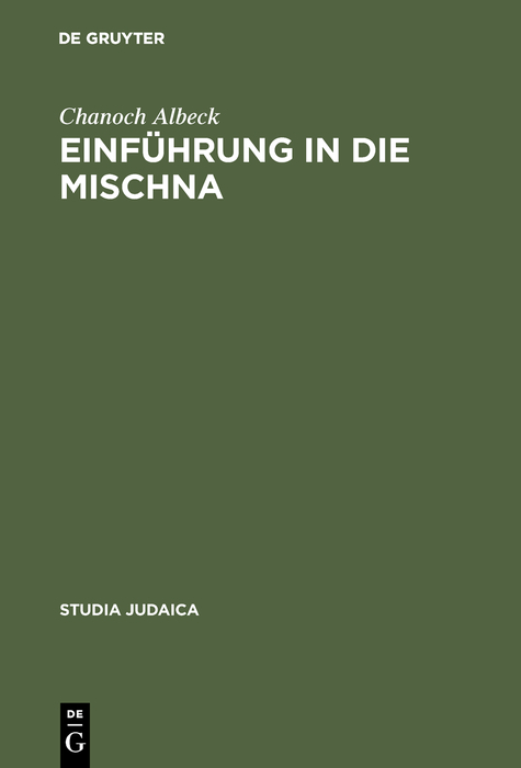 Einf&uuml;hrung in die Mischna - Chanoch Albeck