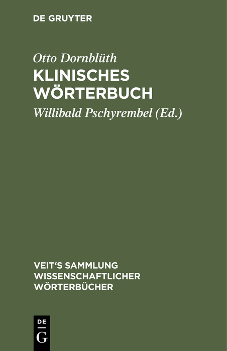 Klinisches W&ouml;rterbuch - Otto Dornbl&uuml;th