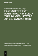 Festschrift f&uuml;r Hans-Joachim Fleck zum 70. Geburtstag am 30. Januar 1988 - 
