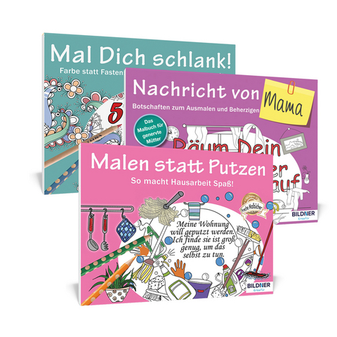 Malbuchset "Drei lustige Malb&uuml;cher f&uuml;r Erwachsene"