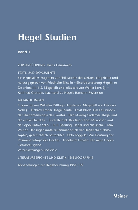 Hegel-Studien Band 1 - 
