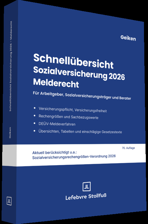 Schnell&uuml;bersicht Sozialversicherung 2026 Melderecht - Manfred Geiken