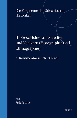 III. Geschichte von Staedten und Voelkern (Horographie und Ethnographie), a. Kommentar zu Nr. 262-296
