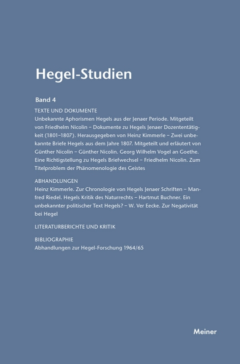 Hegel-Studien Band 4 - 
