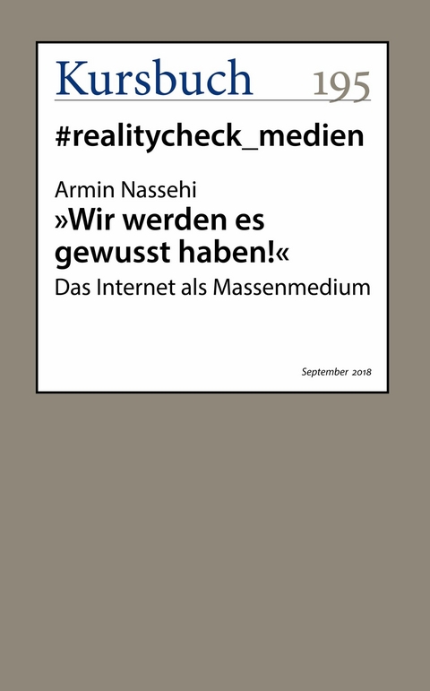 "Wir werden es gewusst haben!" - Armin Nassehi