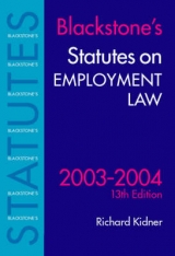 Statutes on Employment Law - Kidner, Richard