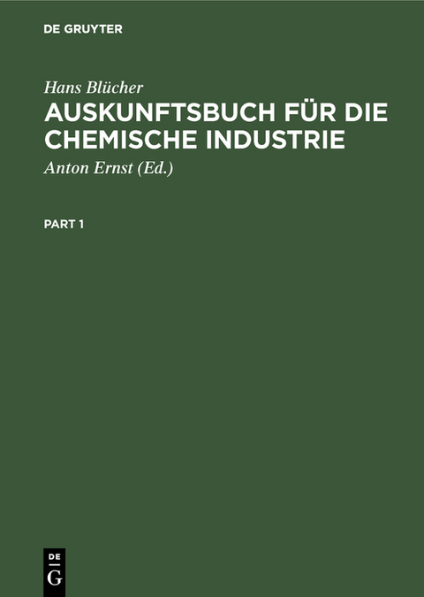 Auskunftsbuch f&uuml;r die chemische Industrie - Hans Bl&uuml;cher