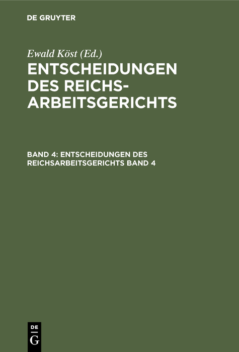 Entscheidungen des Reichsarbeitsgerichts. Band 4 - 