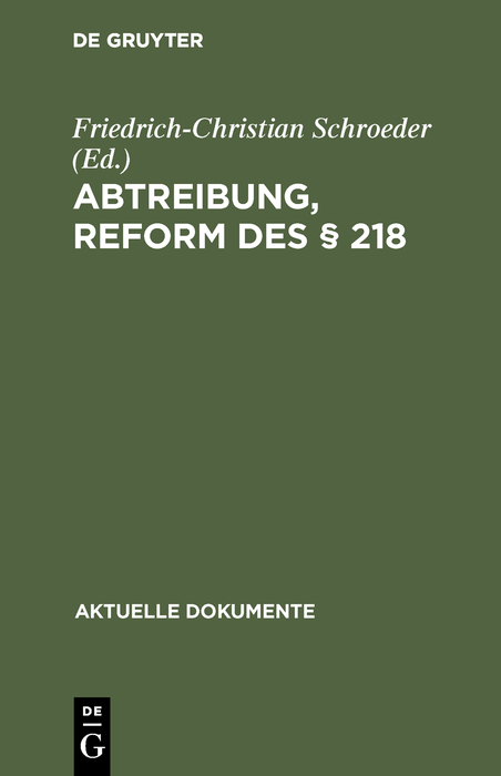 Abtreibung, Reform des § 218 - 