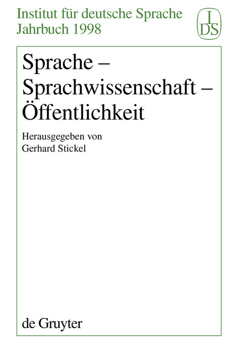Sprache - Sprachwissenschaft - &Ouml;ffentlichkeit - 