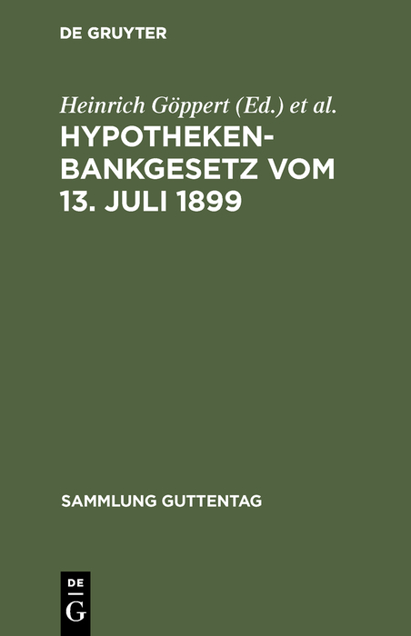 Hypothekenbankgesetz vom 13. Juli 1899 - 