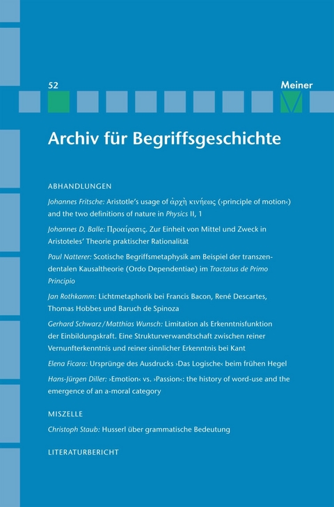 Archiv f&uuml;r Begriffsgeschichte. Band 52 - 