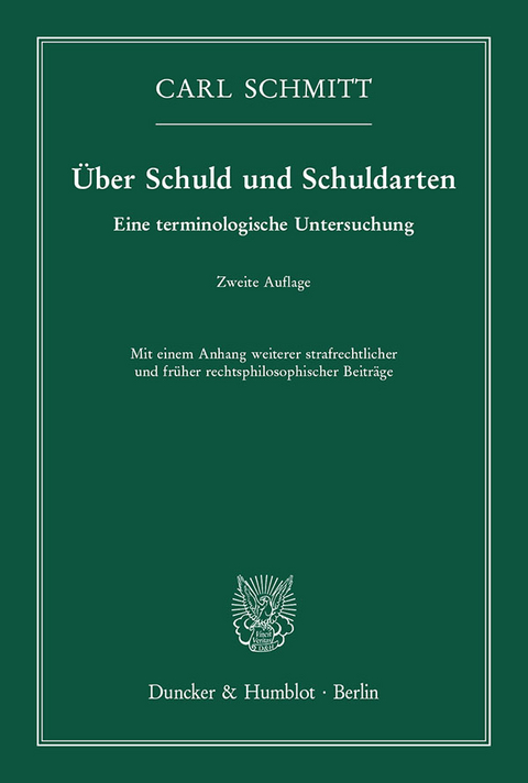 &Uuml;ber Schuld und Schuldarten. - Carl Schmitt