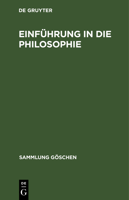 Einf&uuml;hrung in die Philosophie