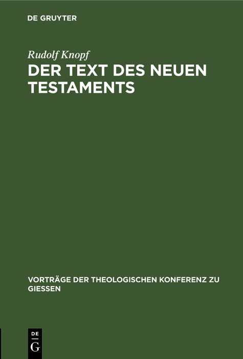 Der Text des Neuen Testaments - Rudolf Knopf