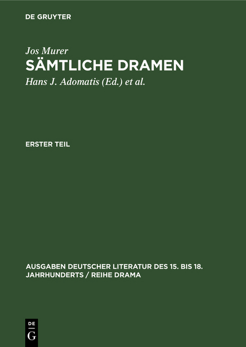 S&auml;mtliche Dramen - Jos Murer