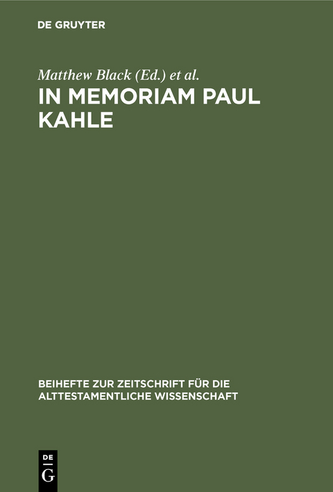 In Memoriam Paul Kahle - 
