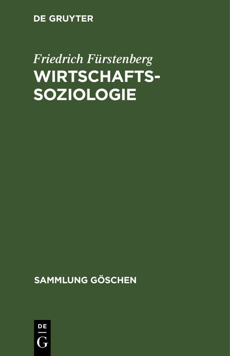 Wirtschaftssoziologie - Friedrich F&uuml;rstenberg