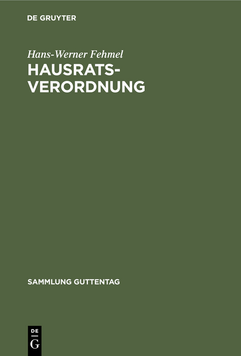 Hausratsverordnung - Hans-Werner Fehmel
