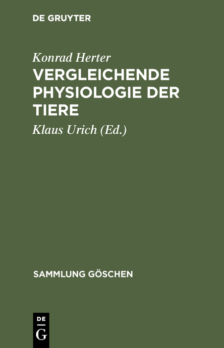 Vergleichende Physiologie der Tiere - Konrad Herter
