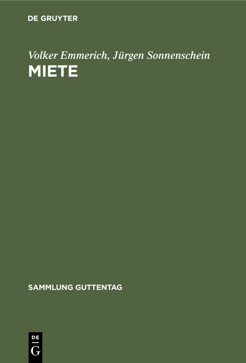 Miete - Volker Emmerich, J&uuml;rgen Sonnenschein