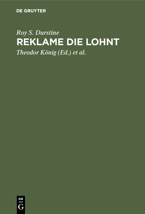 Reklame die lohnt - Roy S. Durstine