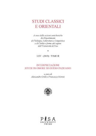 Studi Classici e Orientali LXV 2019 - Tomo II