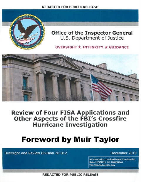 Inspector General Horowitz's Report on the Review of FISA Applications - U.S. Government