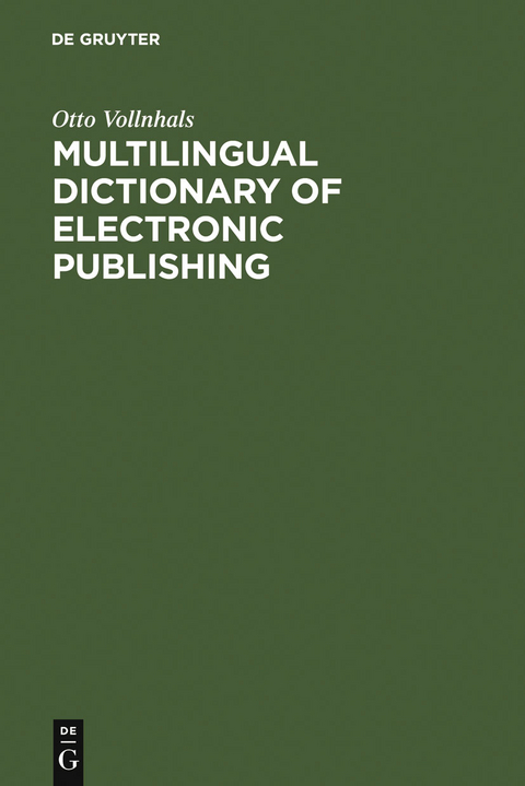 Multilingual Dictionary of Electronic Publishing - Otto Vollnhals