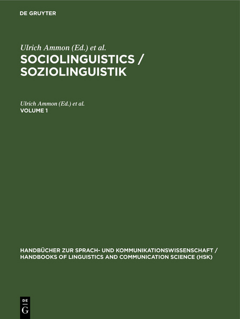 Sociolinguistics / Soziolinguistik. Volume 1 - 