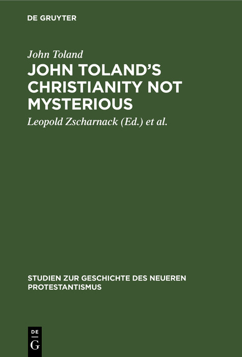John Toland&rsquo;s Christianity not mysterious - John Toland