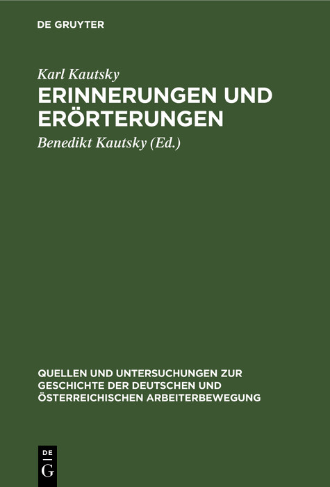 Erinnerungen und Er&ouml;rterungen - Karl Kautsky