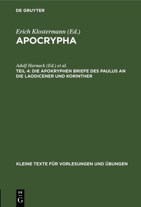 Die apokryphen Briefe des Paulus an die Laodicener und Korinther - 