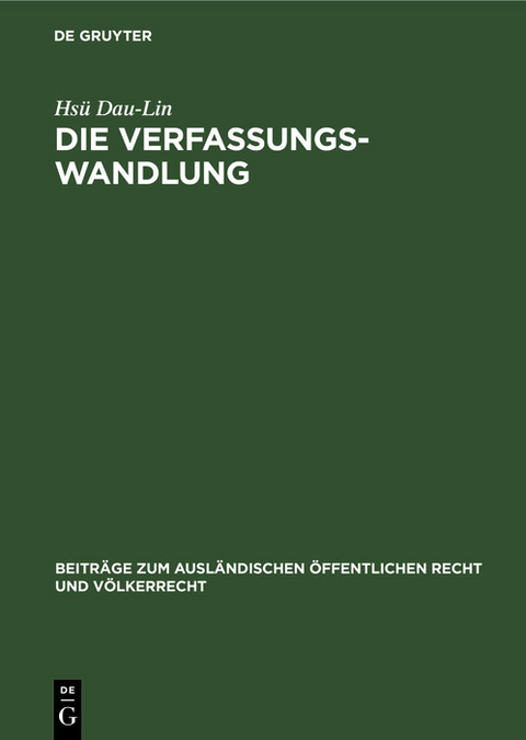 Die Verfassungswandlung - Hs&uuml; Dau-Lin