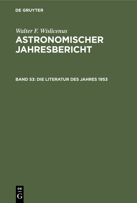 Die Literatur des Jahres 1953