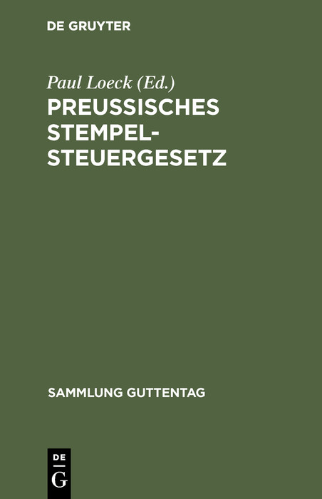 Preußisches Stempelsteuergesetz - 