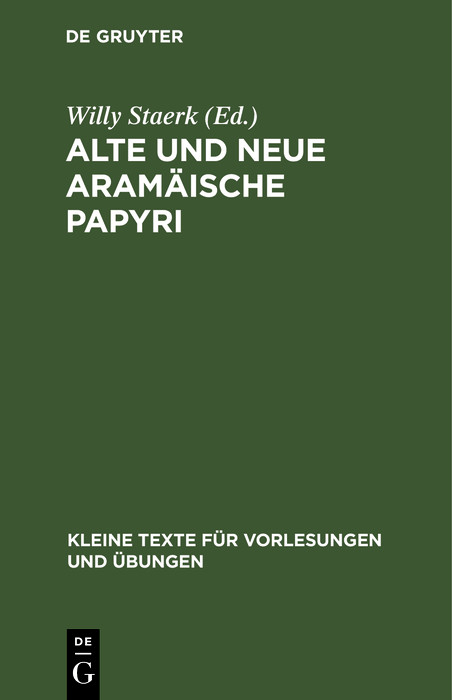 Alte und neue aram&auml;ische Papyri - 