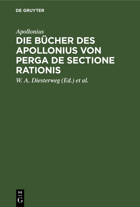 Die Bücher des Apollonius von Perga de sectione rationis -  Apollonius