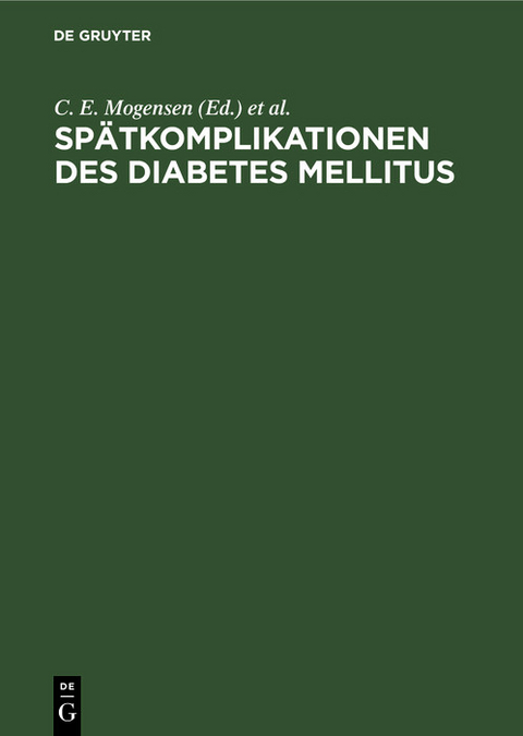 Sp&auml;tkomplikationen des Diabetes mellitus - 